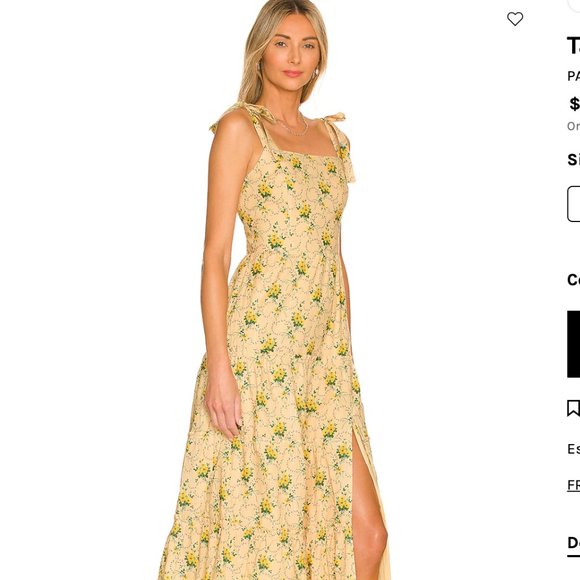 PAIGE TAMIKA DRESS - YELLOW (BUTTER MULTI) WORN ONCE - SIZE SMALL - Picture 2 of 4